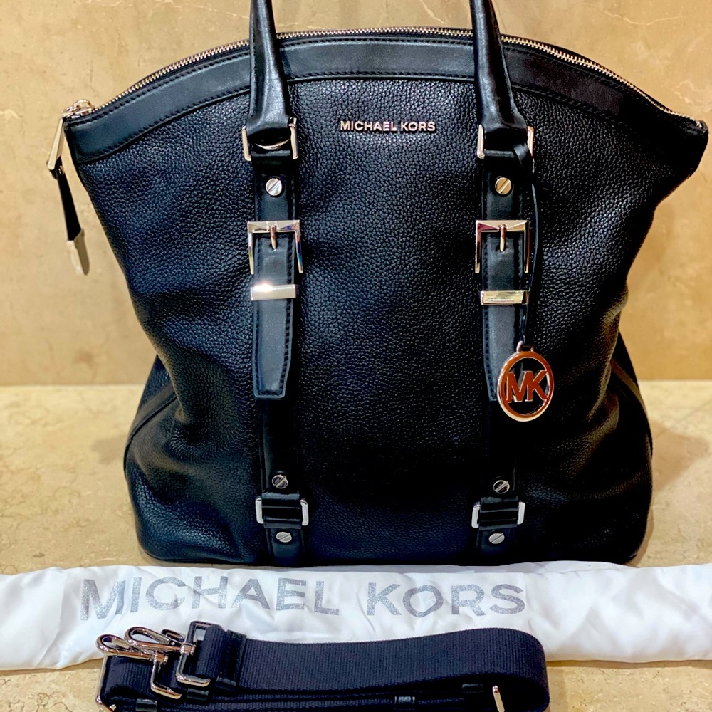 MK black leather tote